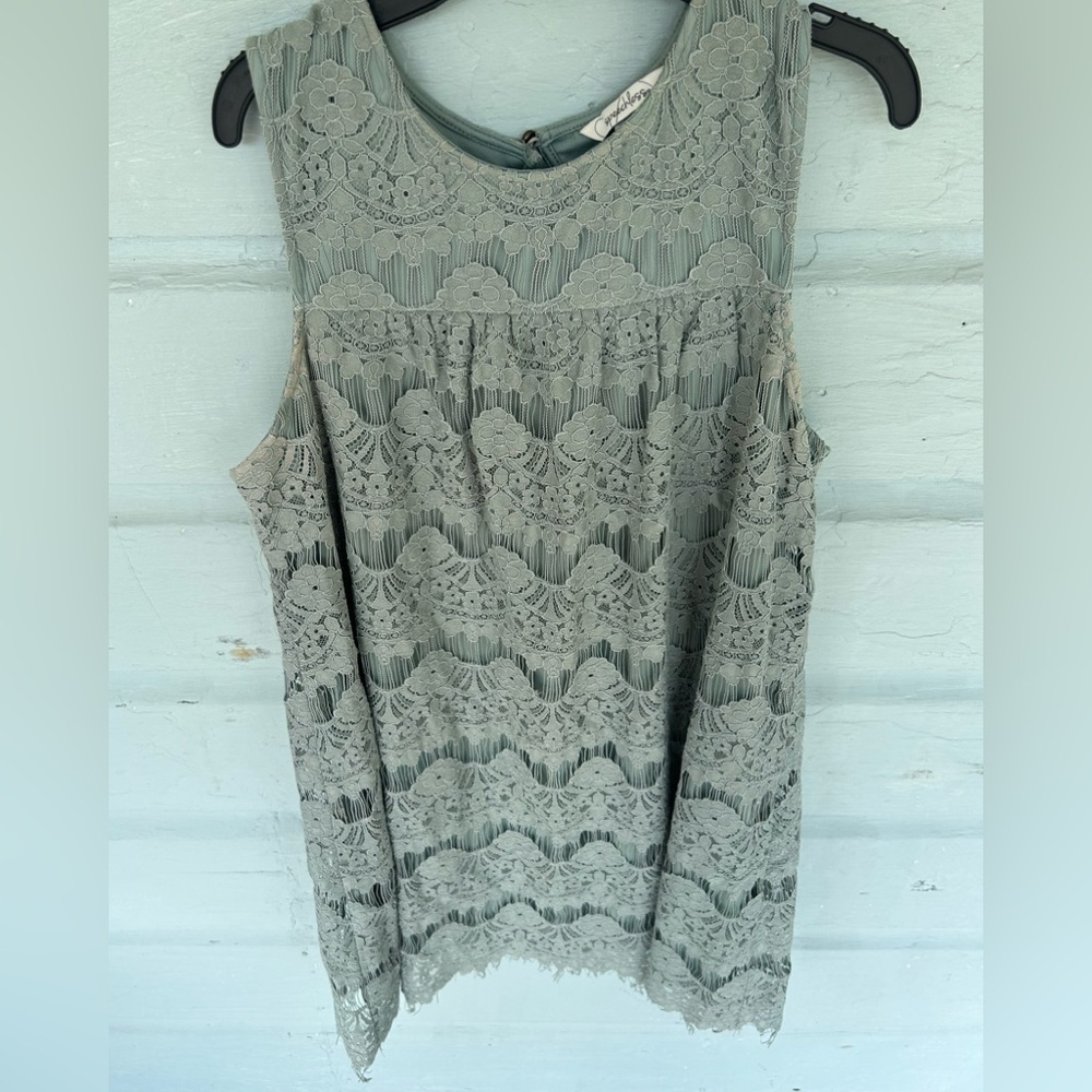 Speechless Lined Sleeves less Lace Mini Dress Sage Size XL Western